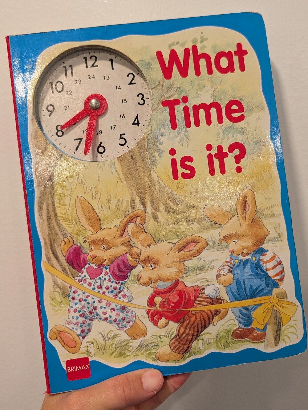 What Time Is It? Kids Interactive Blue and Red Bunny Clock Book